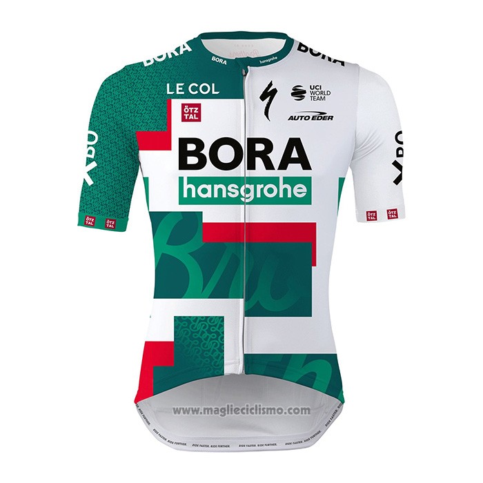 2022 Abbigliamento Ciclismo Bora-Hansgrone Verde Bianco Manica Corta e Salopette